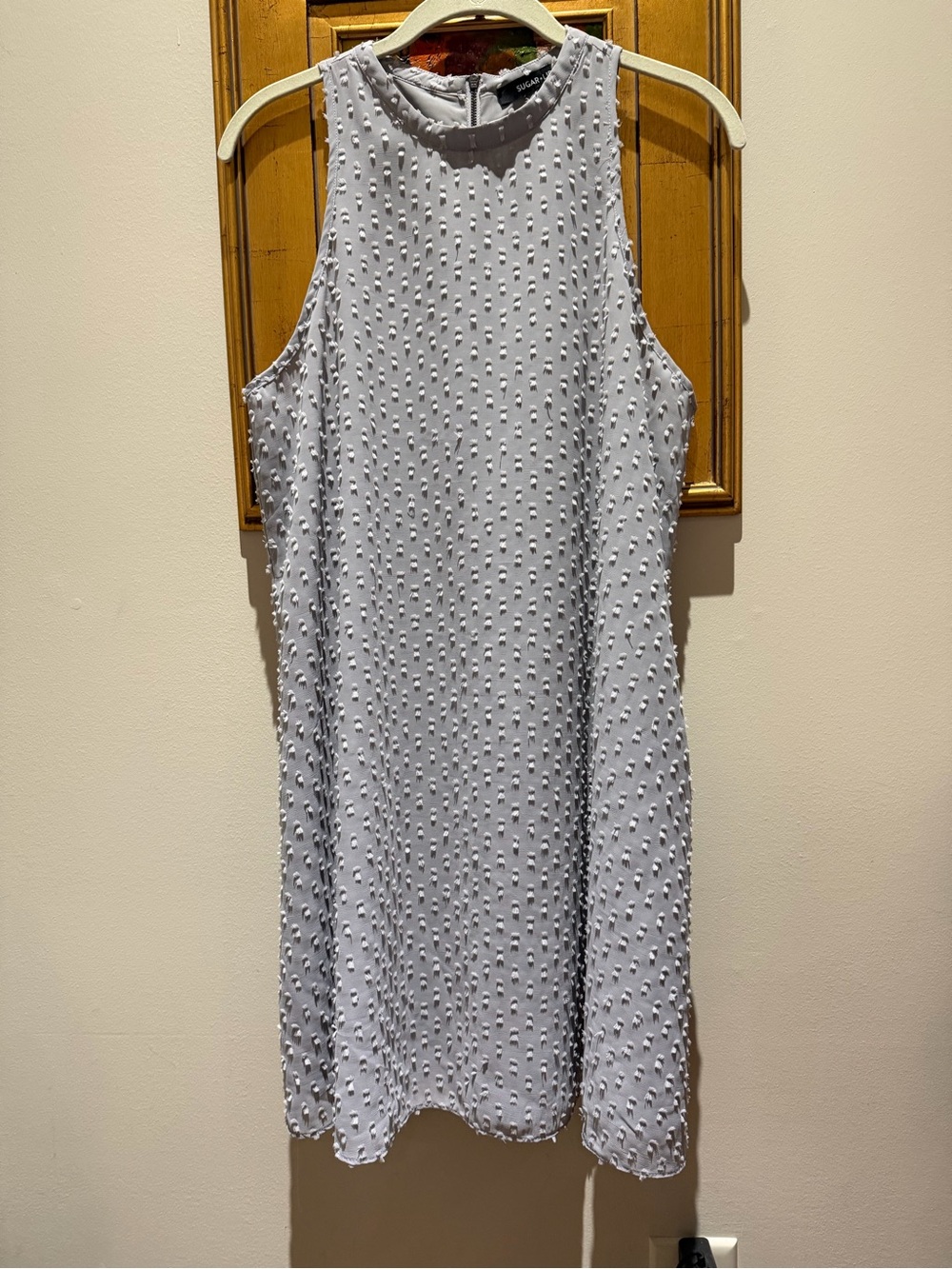 Sugarlips Light Gray Textured Sleeveless Mini Dress